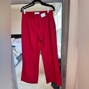 NWT Abercrombie & Fitch Wide-Leg Low-Rise Red Trousers
